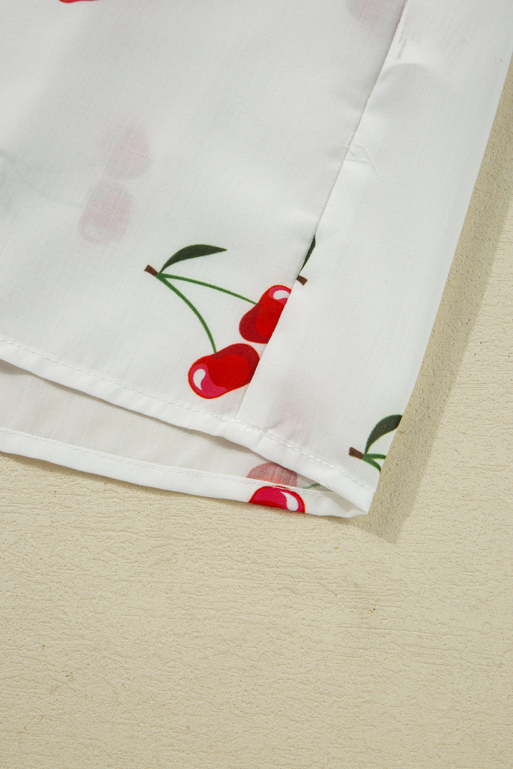 Cherry Frilled Collar 3/4 Sleeve Babydoll Blouse