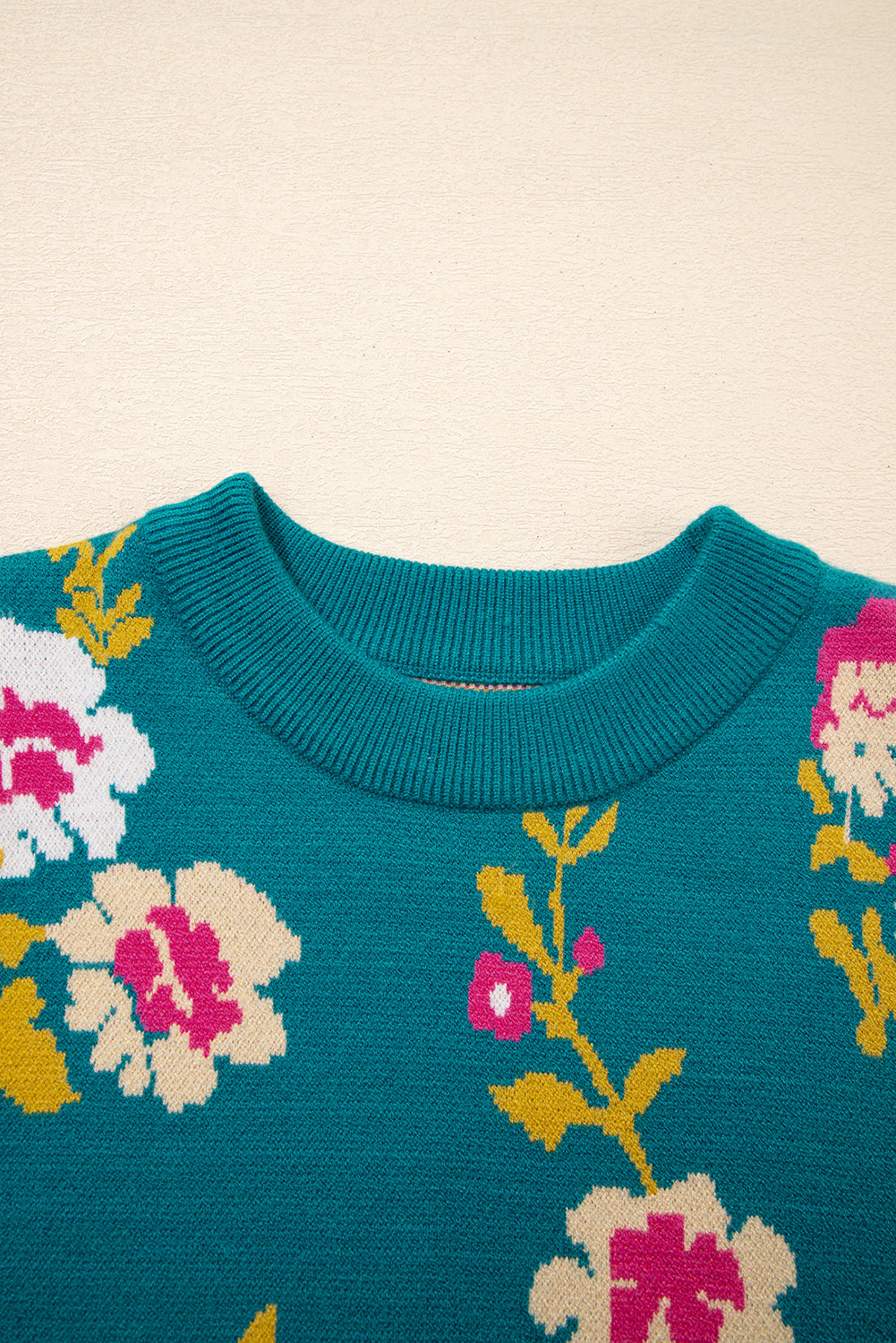 Floral Knit Crewneck Short Sleeve Top