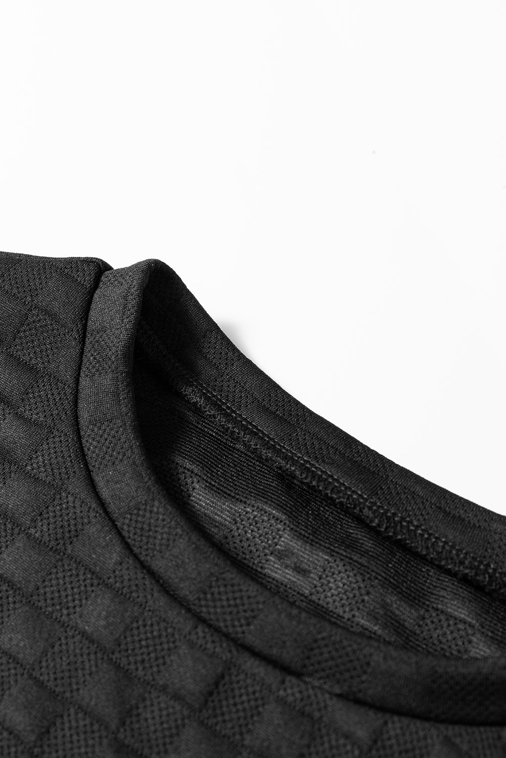 Checker Textured Patchwork Long Sleeve Top