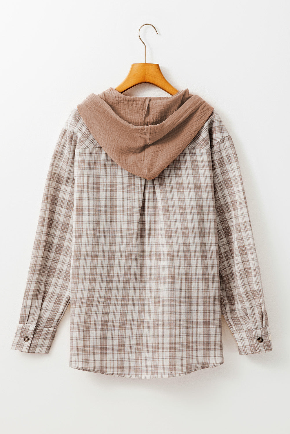 Checker Button-Up Chest Pocket Hooded Shacket