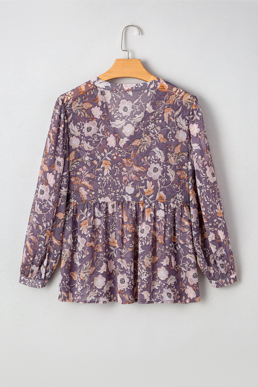 Boho Floral 3/4 Sleeve Babydoll Blouse