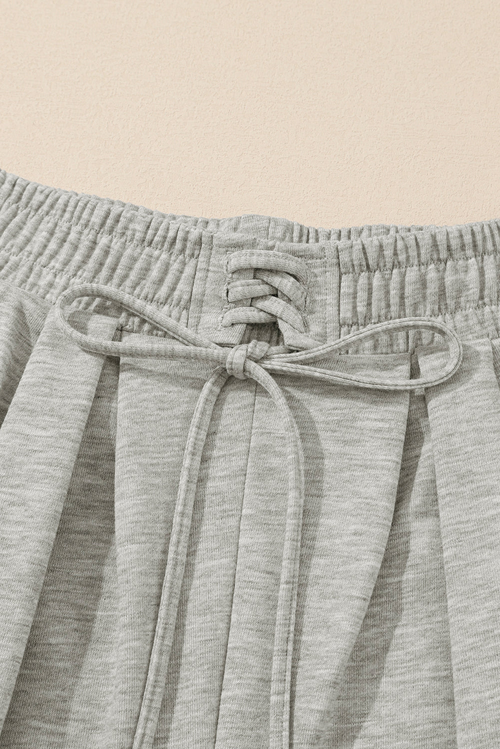 Solid Tied High-Waist Pleated Sweatpants