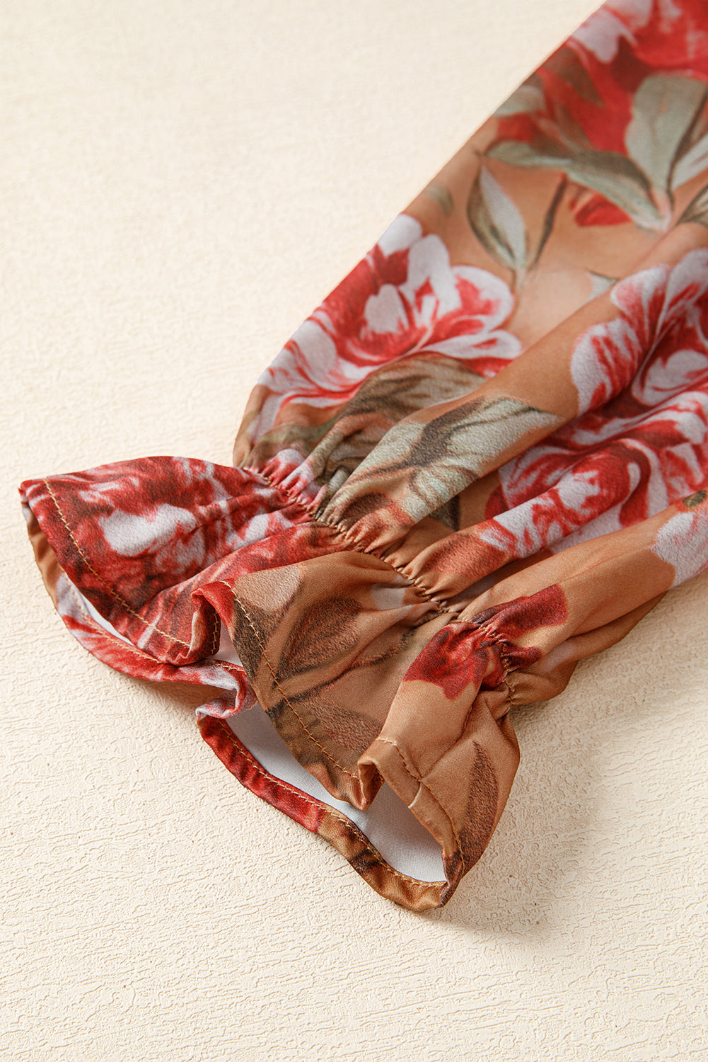 Floral Half-Button Long Sleeve Ruffle Mini Dress