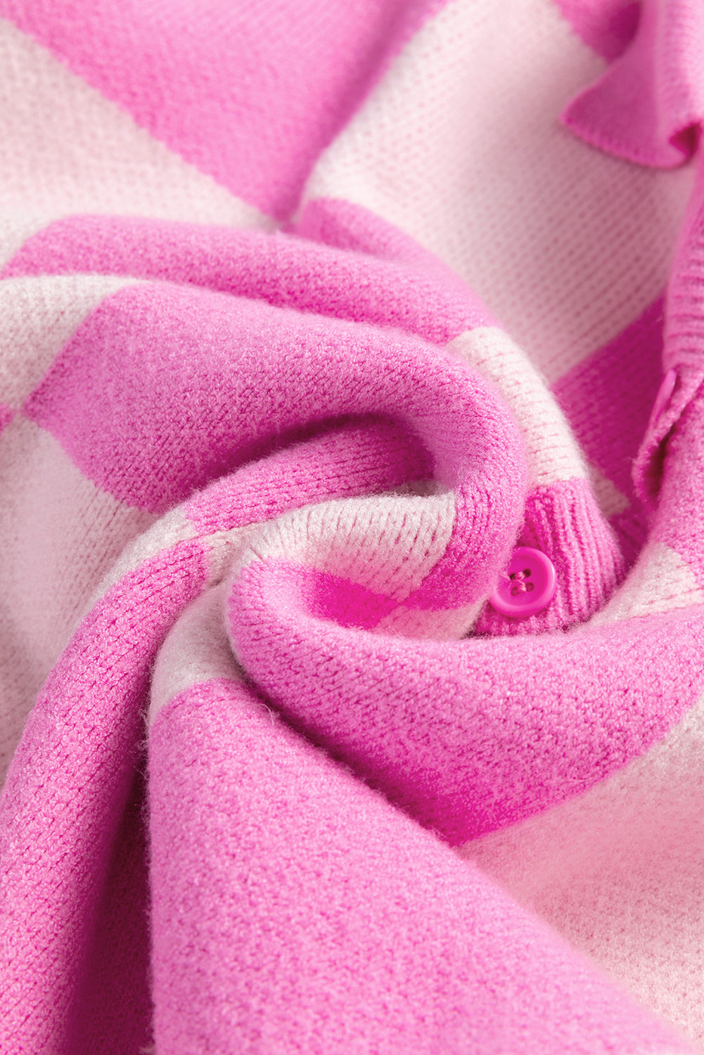 Checker Half Buttoned Collar Drop Shoulder Sweater