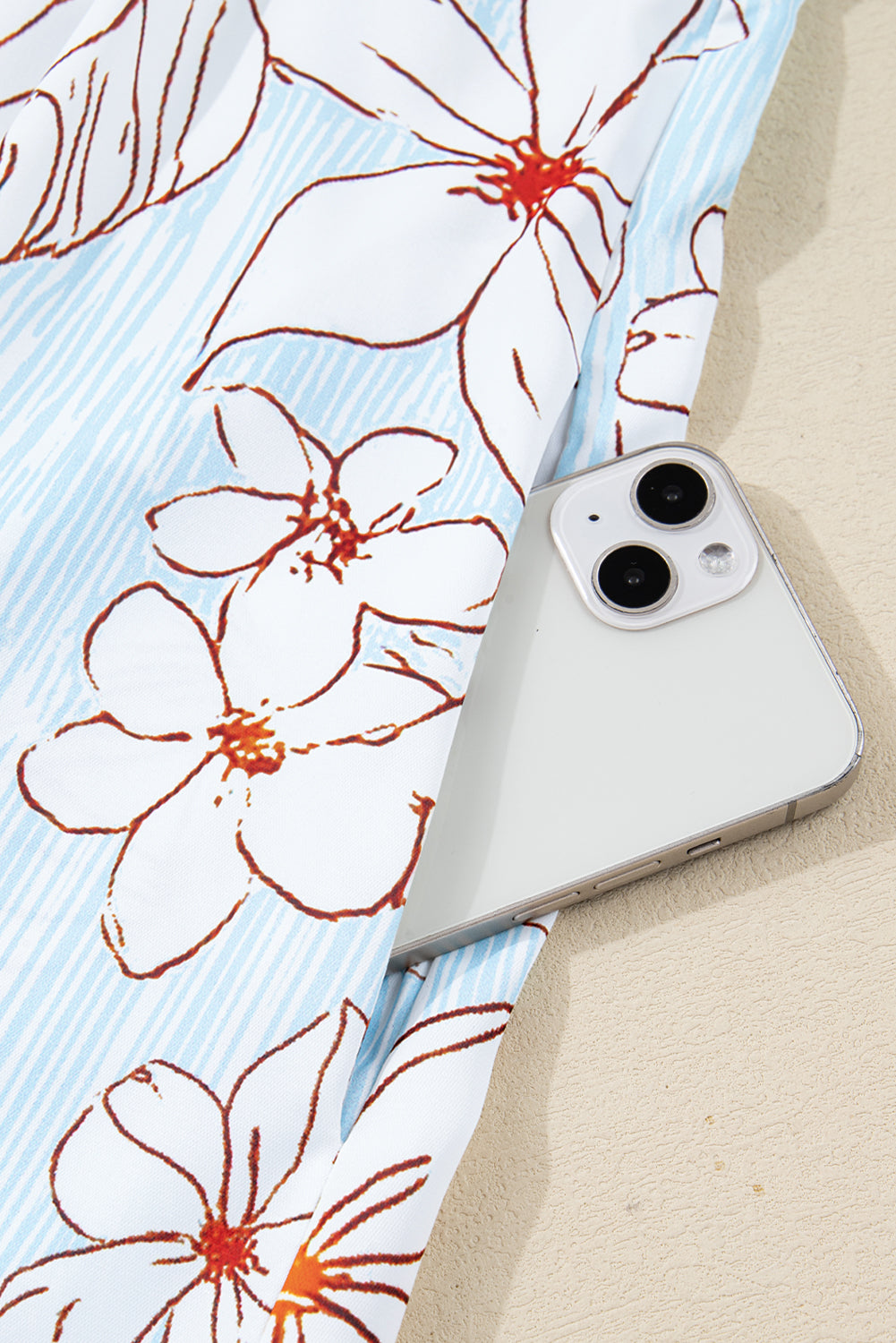 Floral Tie Neck Long Sleeve Mini Dress