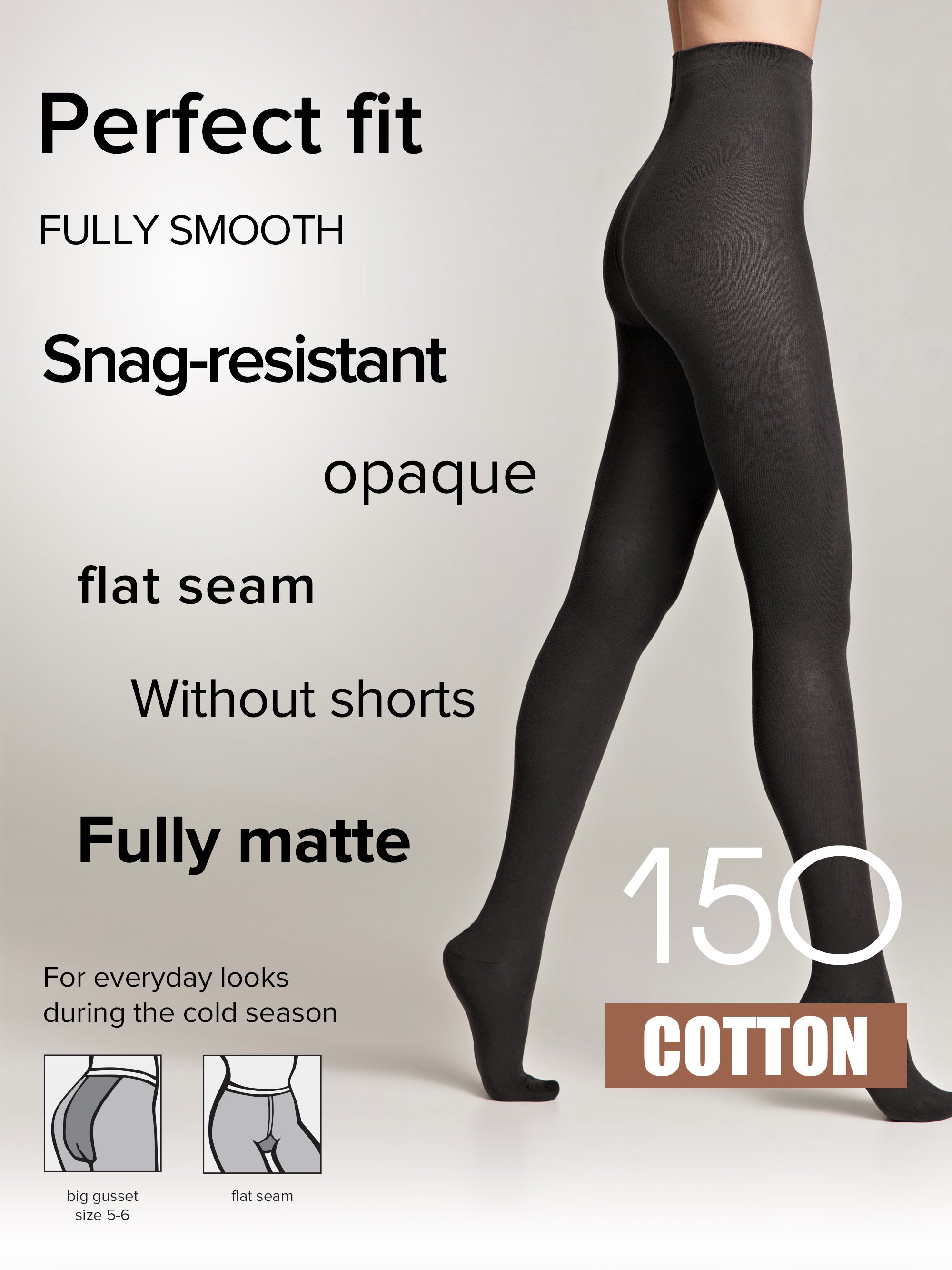 Tights Conte Cotton 150 Den - Warm Opaque