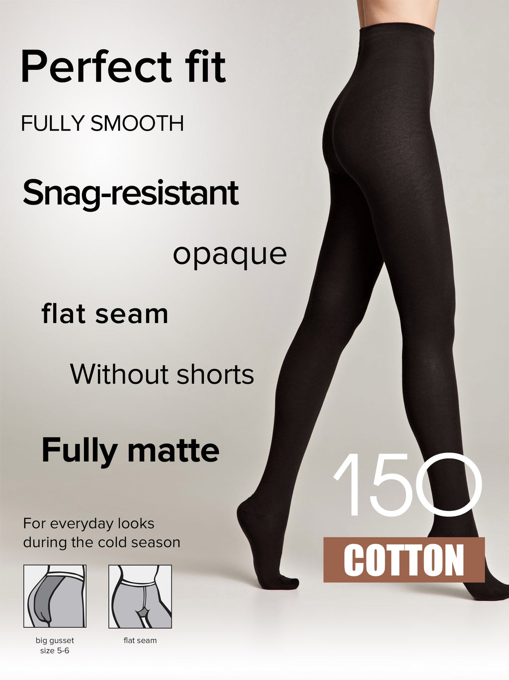 Tights Conte Cotton 150 Den - Warm Opaque