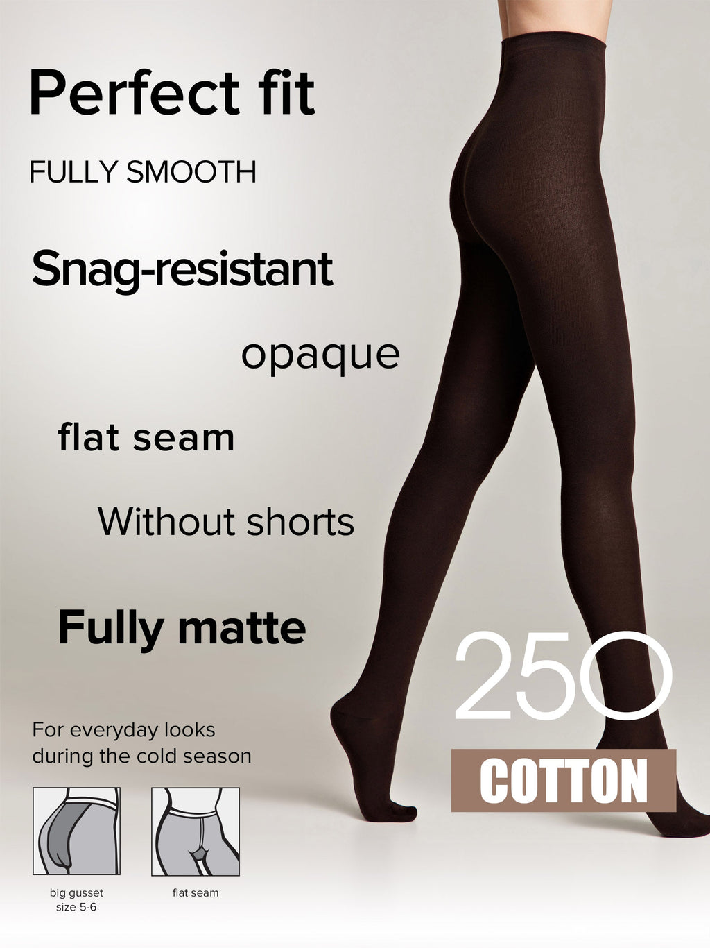 Tights Conte Cotton 250 Den - Warm Opaque
