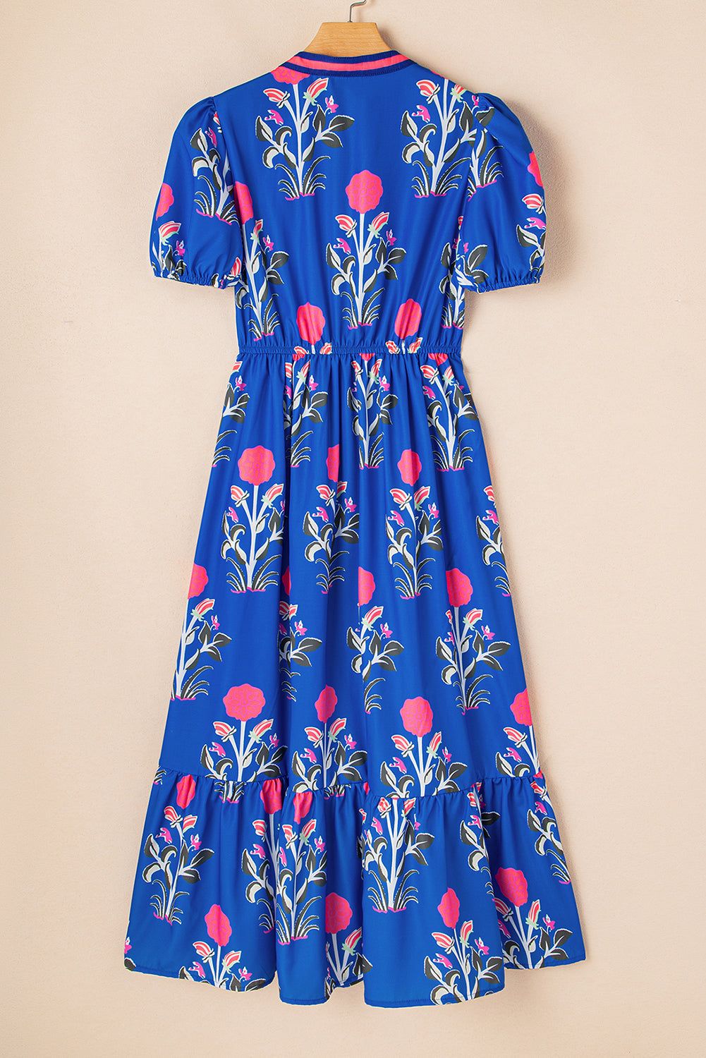 Floral Puff Sleeve V-Neck Maxi Dress