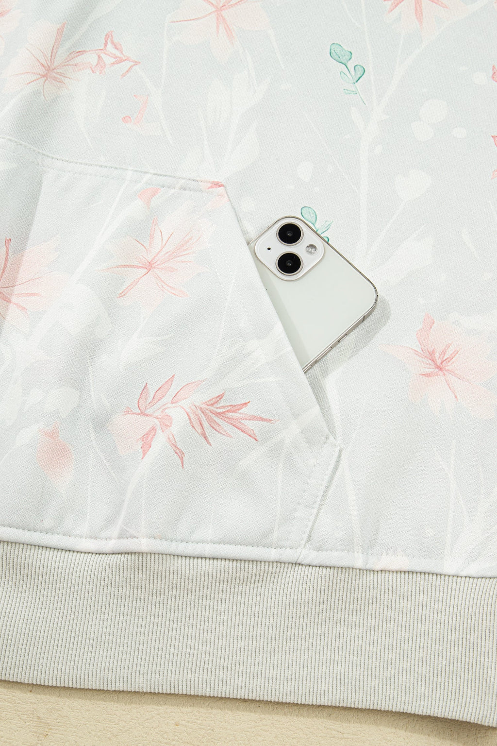 Plus Size Floral Long Sleeve Hoodie