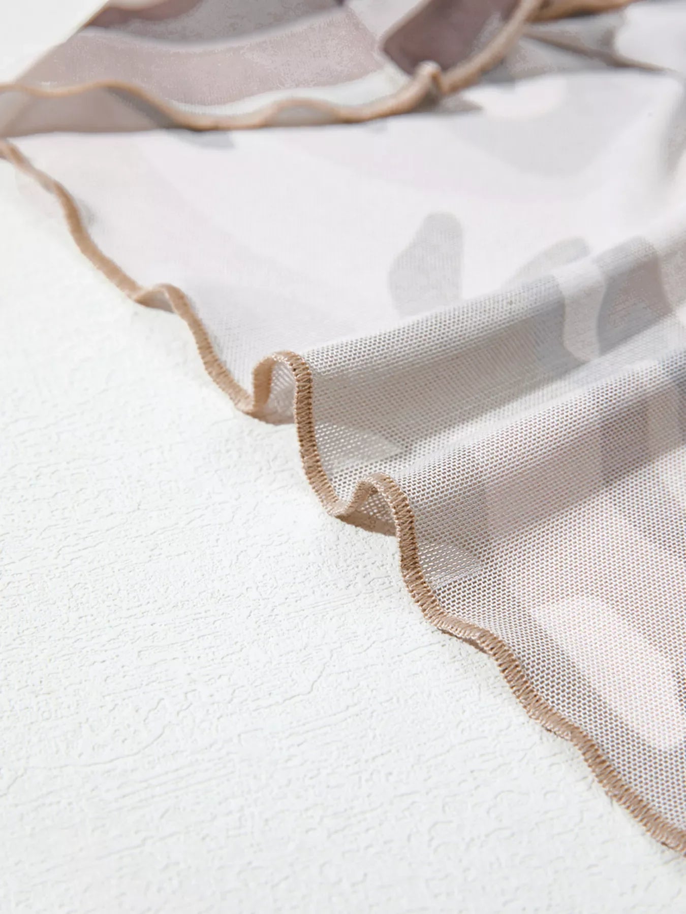 Camouflage Print Mesh Long Sleeve Top