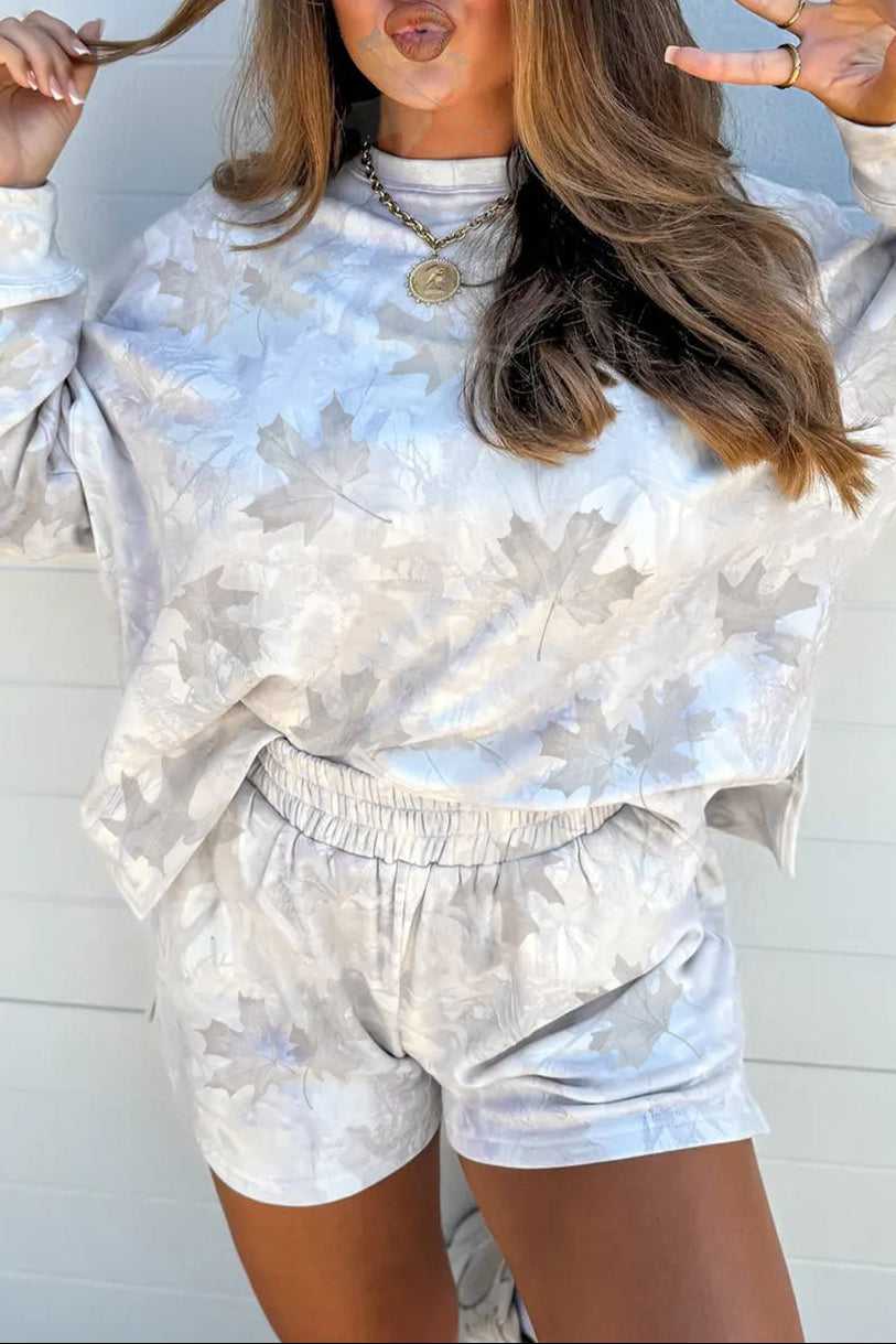 Camo Abstract Top and Elastic Waist Short Set