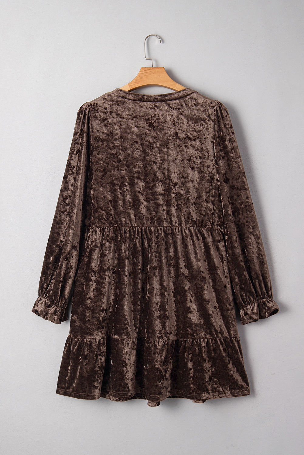 Plus Size Velvet Puff Sleeve Babydoll Mini Dress