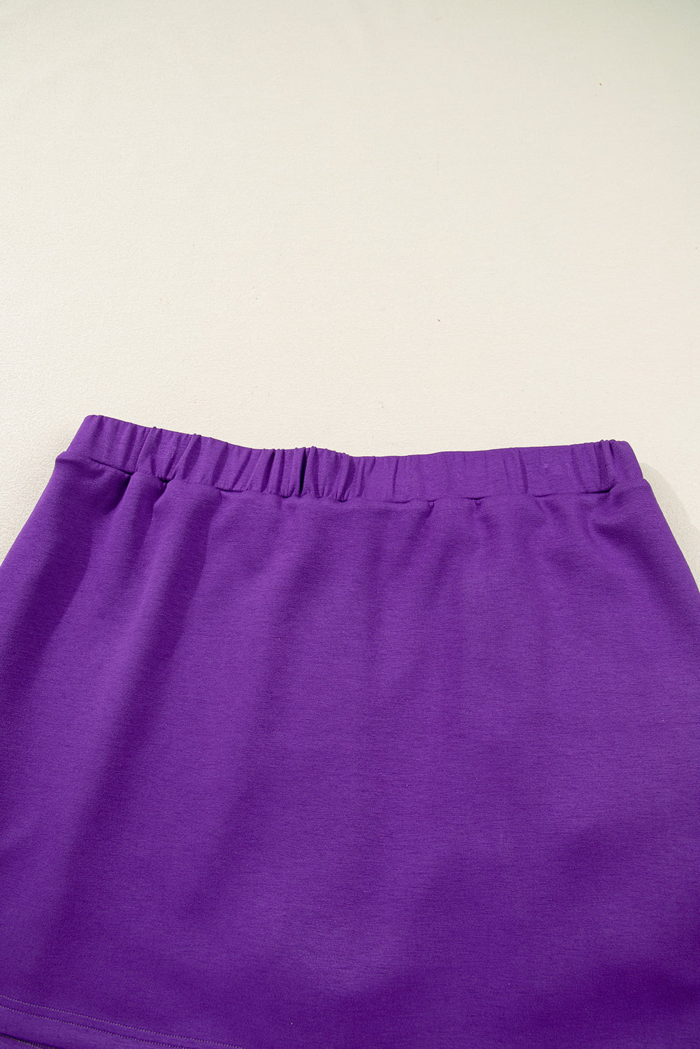 Plus Size Solid Half Zip Pullover and Mini Skirt Set