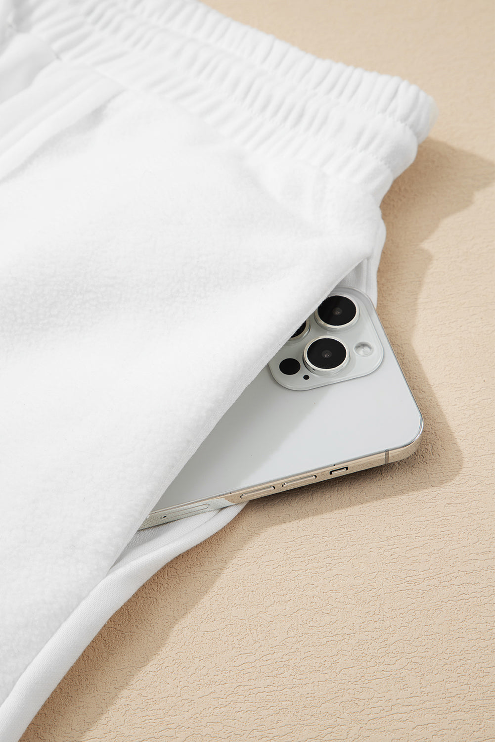 Plus Size Solid Raw Seam Top and Drawstring Pants Set