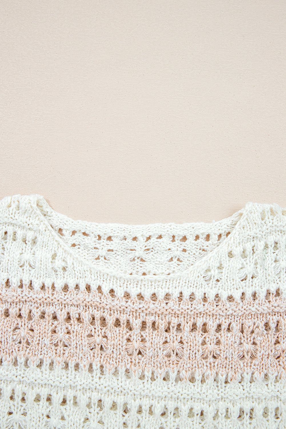 Colorblock Hollow-Out Drop Shoulder Sweater