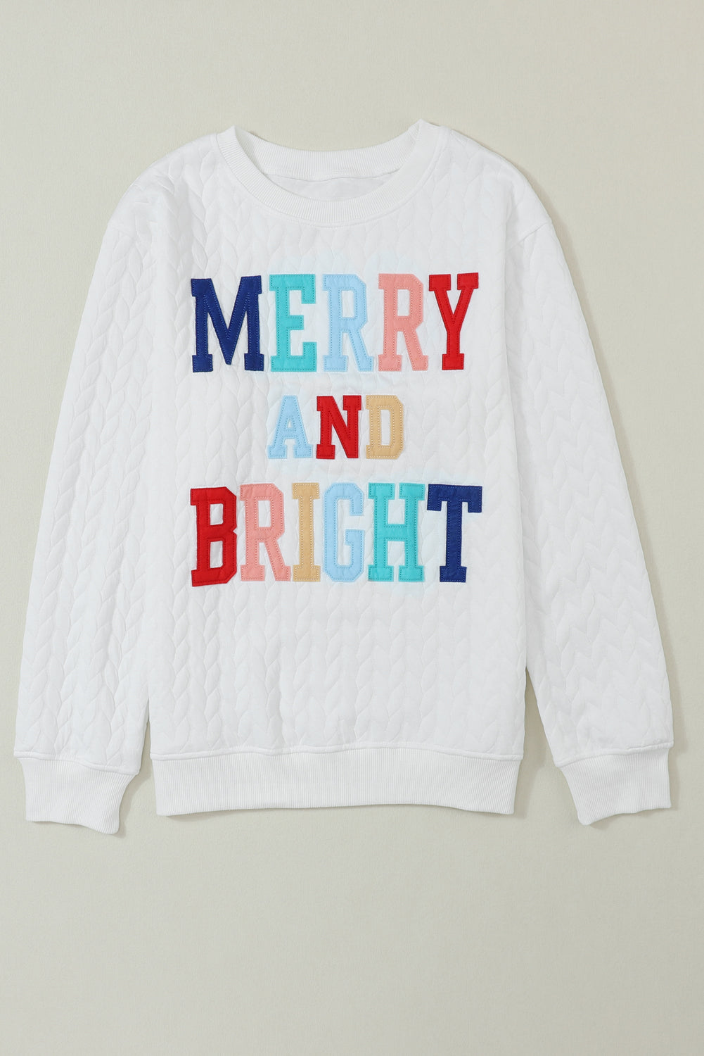 Christmas Merry And Bright Cable Knit Pullover Sweatshirt