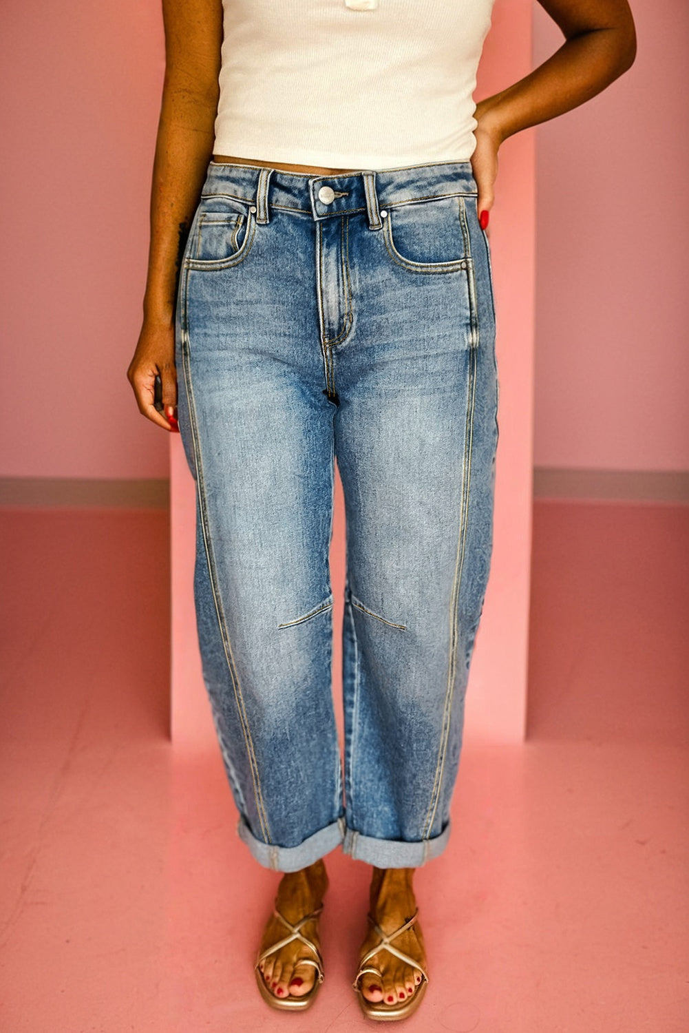 Denim Vintage Washed Seam Shift Jeans