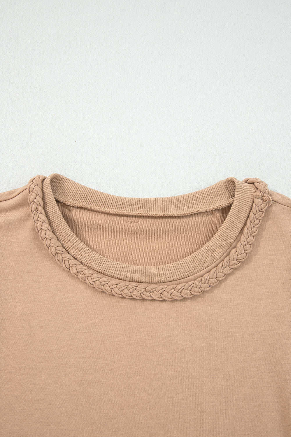 Solid Braided Trim Puff Sleeve Dress