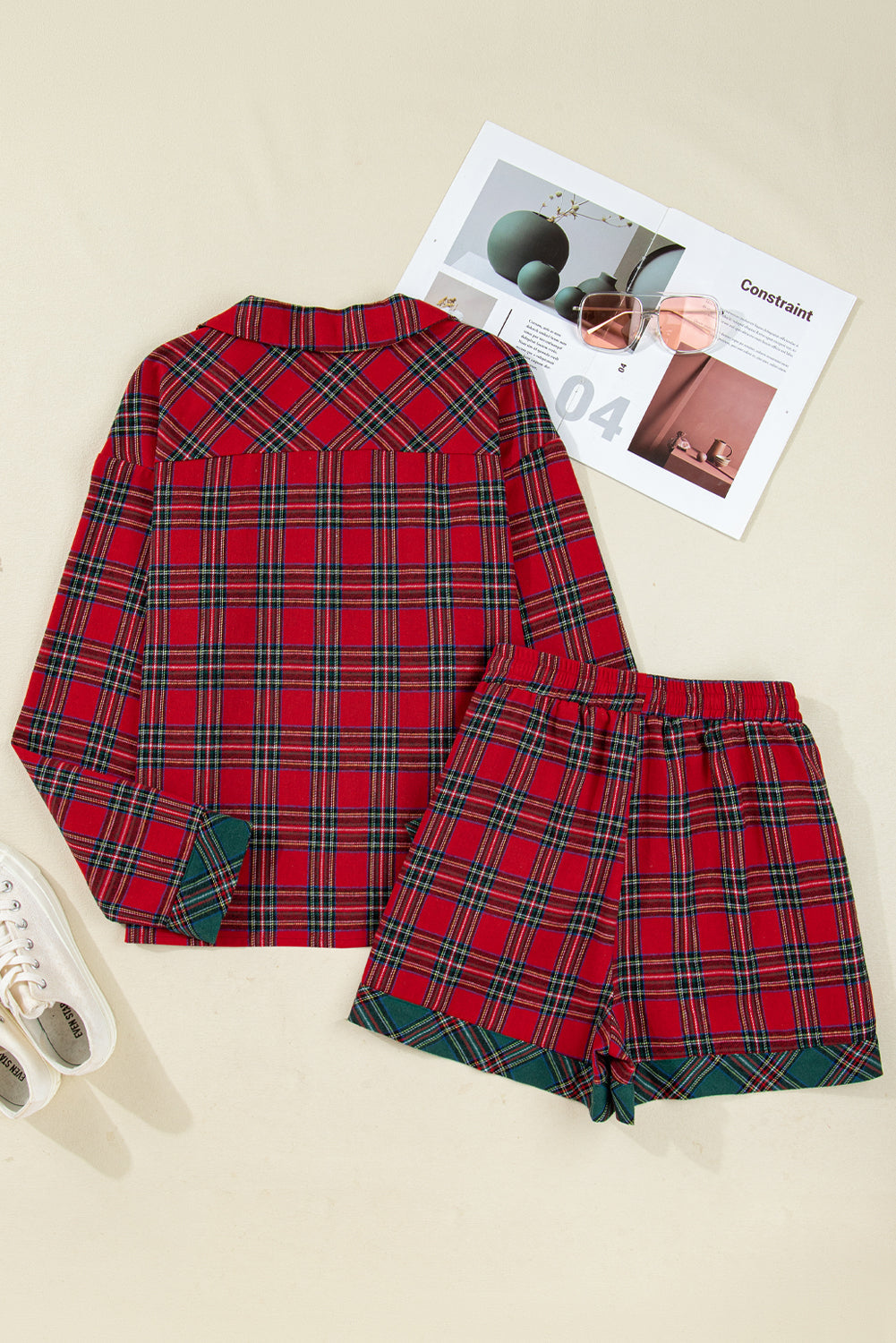 Christmas Plaid Patchwork Pajama Set