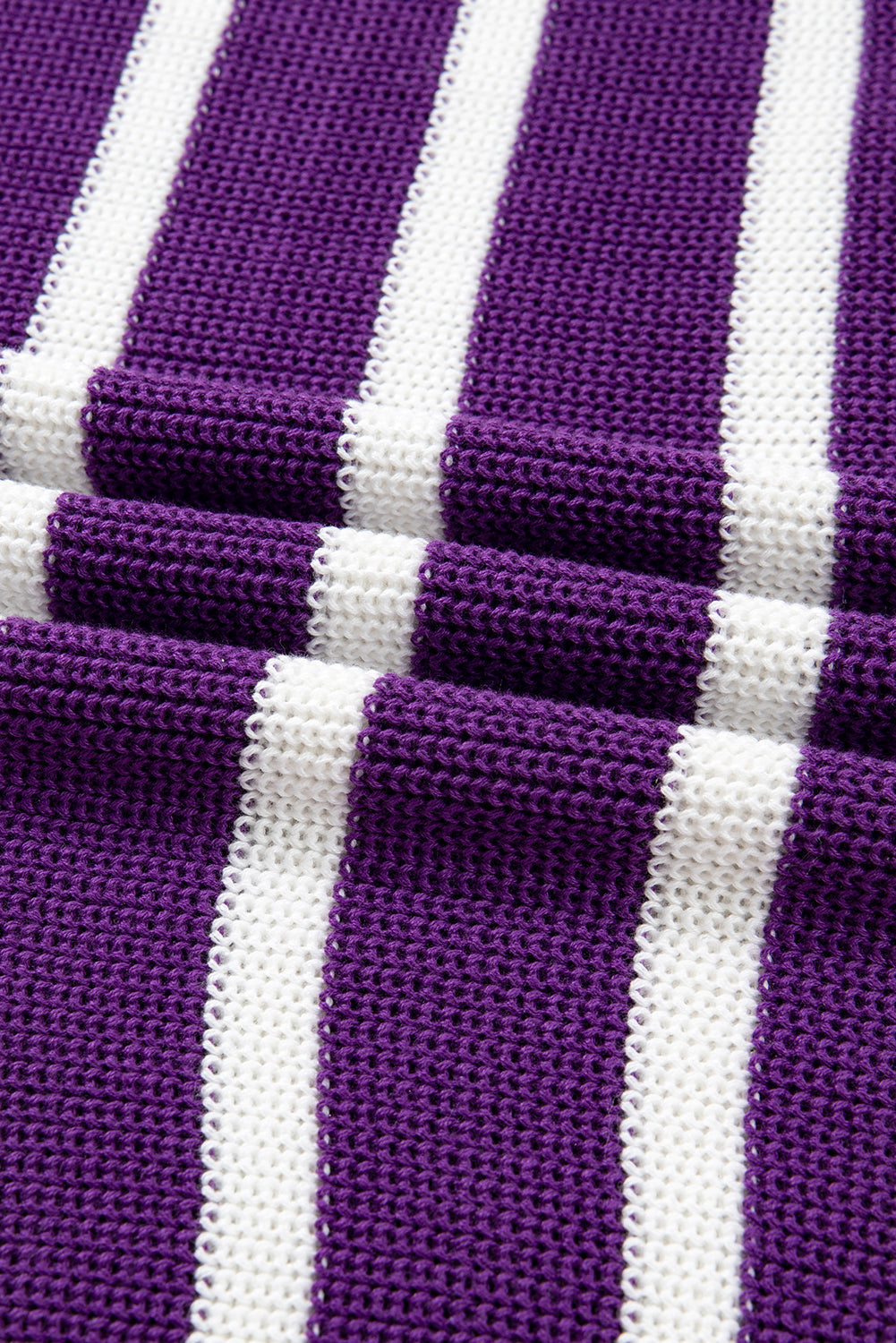 Stripe Patch Pocket Short Sleeve Knit Sweater