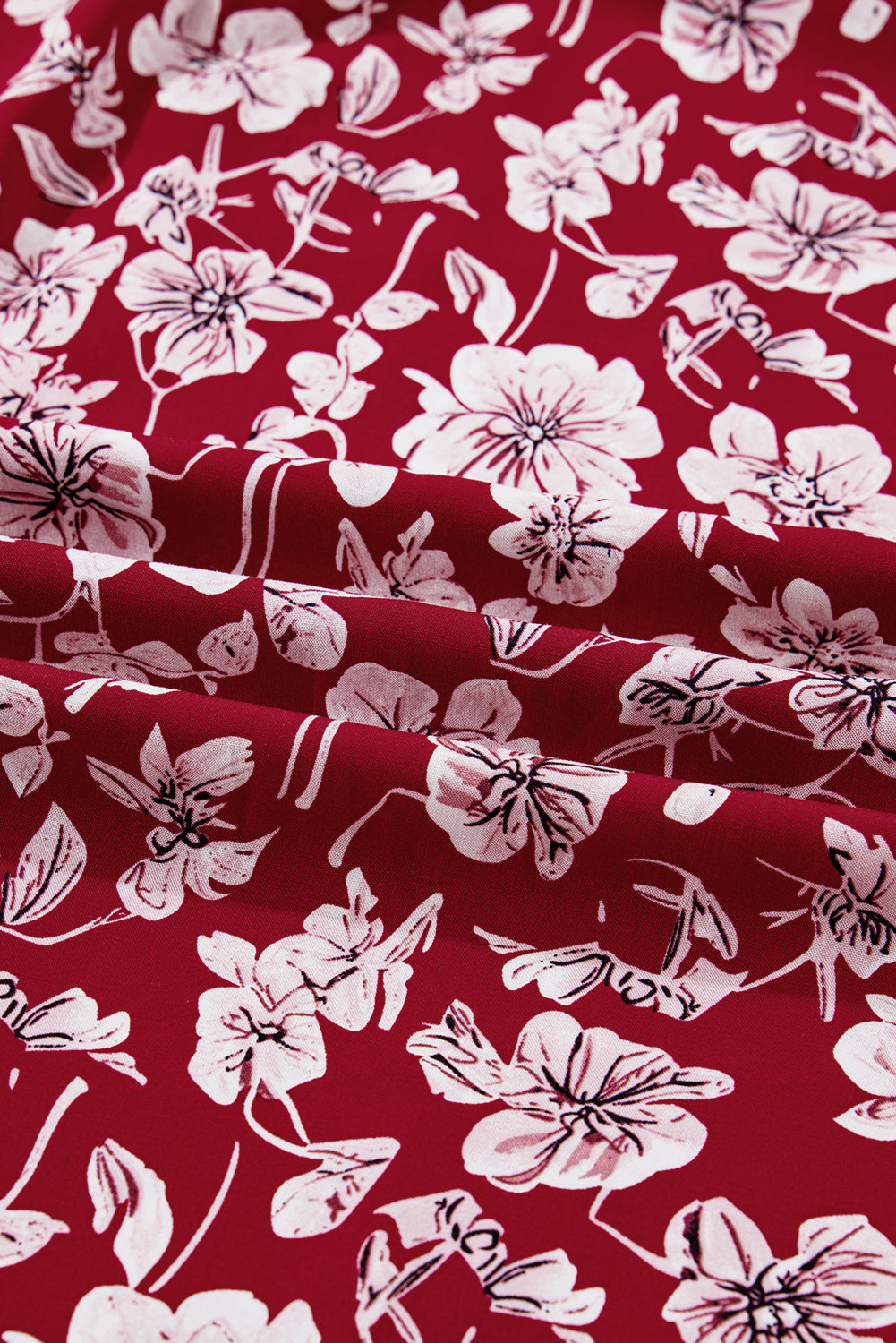 Plus Size Floral Balloon Sleeve V-Neck Mini Dress