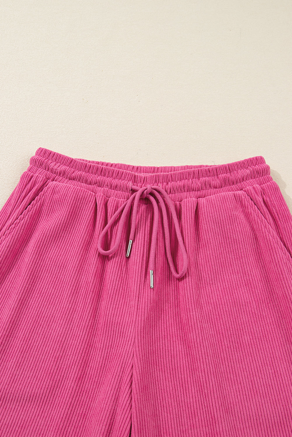 Solid Corduroy Pullover and Drawstring Pants Set