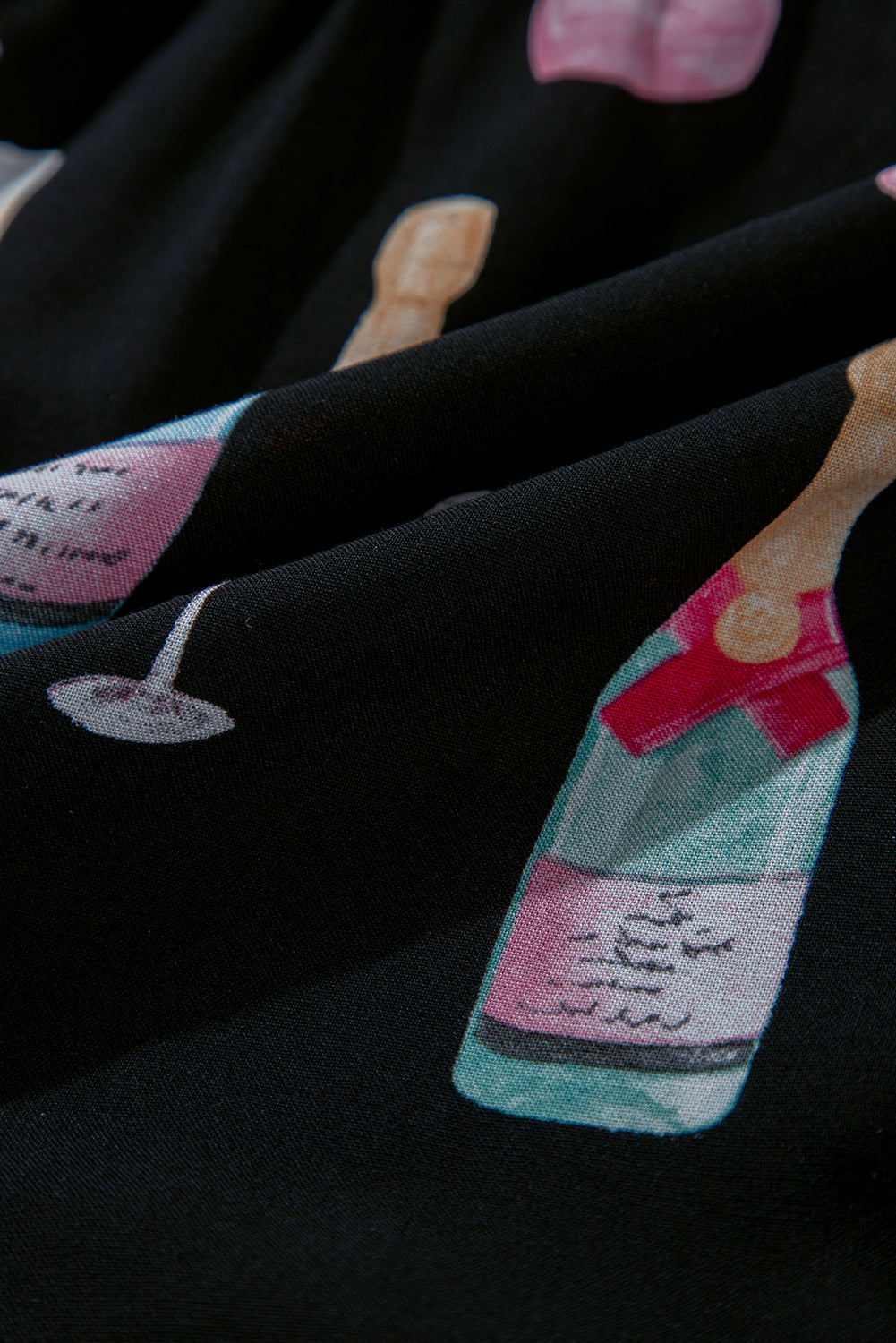 Christmas Wine Glass Bow Knot Pajama Set