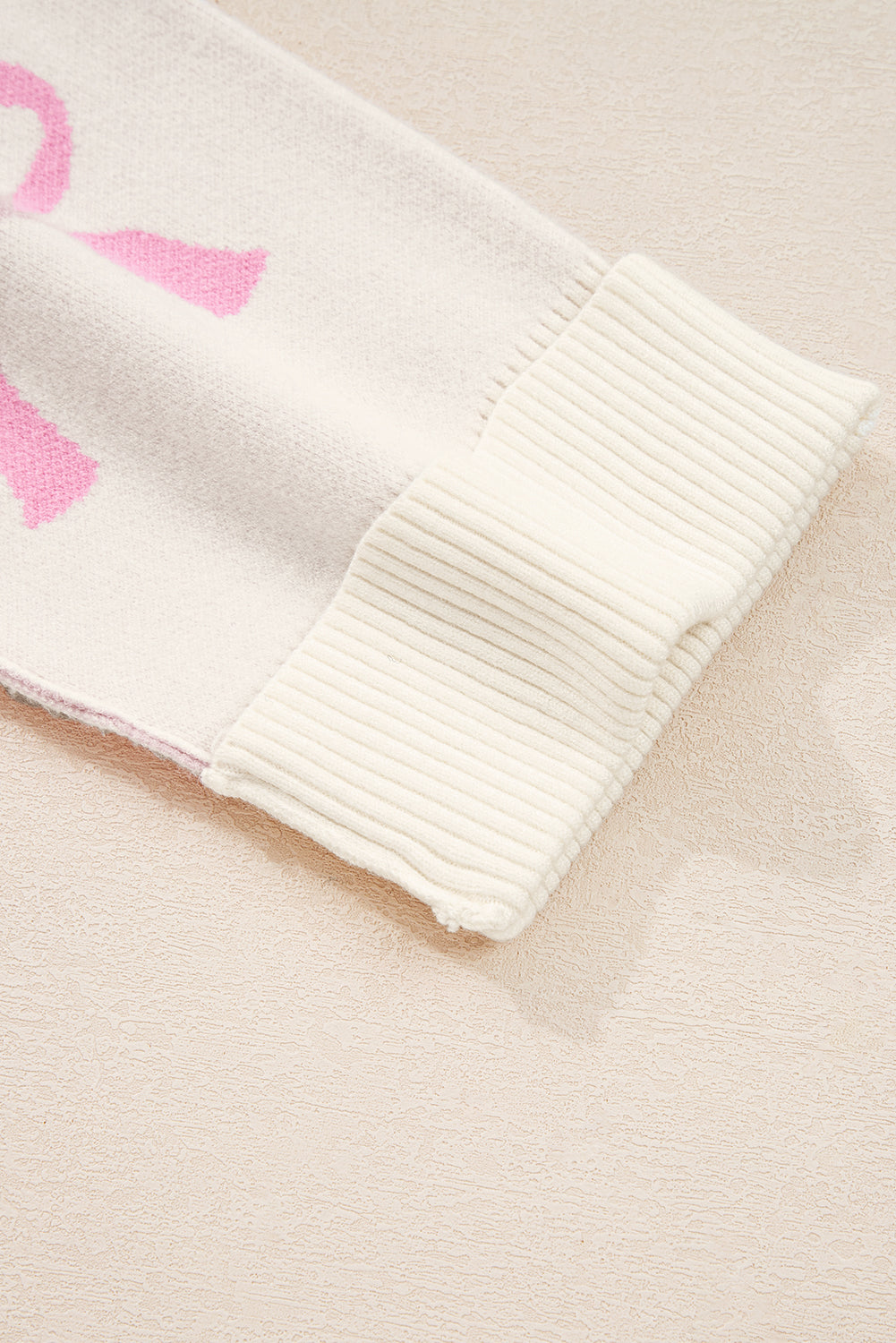 Bow Ribbed Trim Reverse Seam Drop Shoulder Sweater