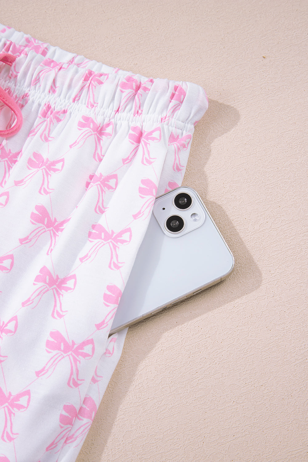 Bow Shirt and Pants Pajama Set