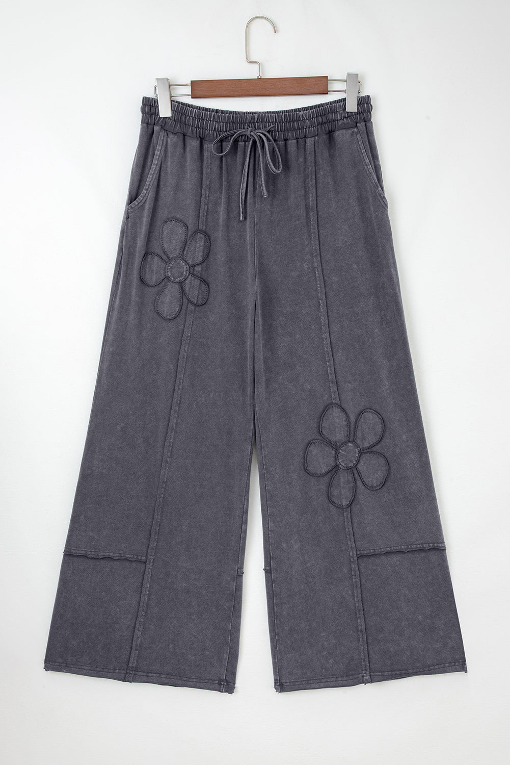 Floral Patch Mineral Wash Terry Knit Pants
