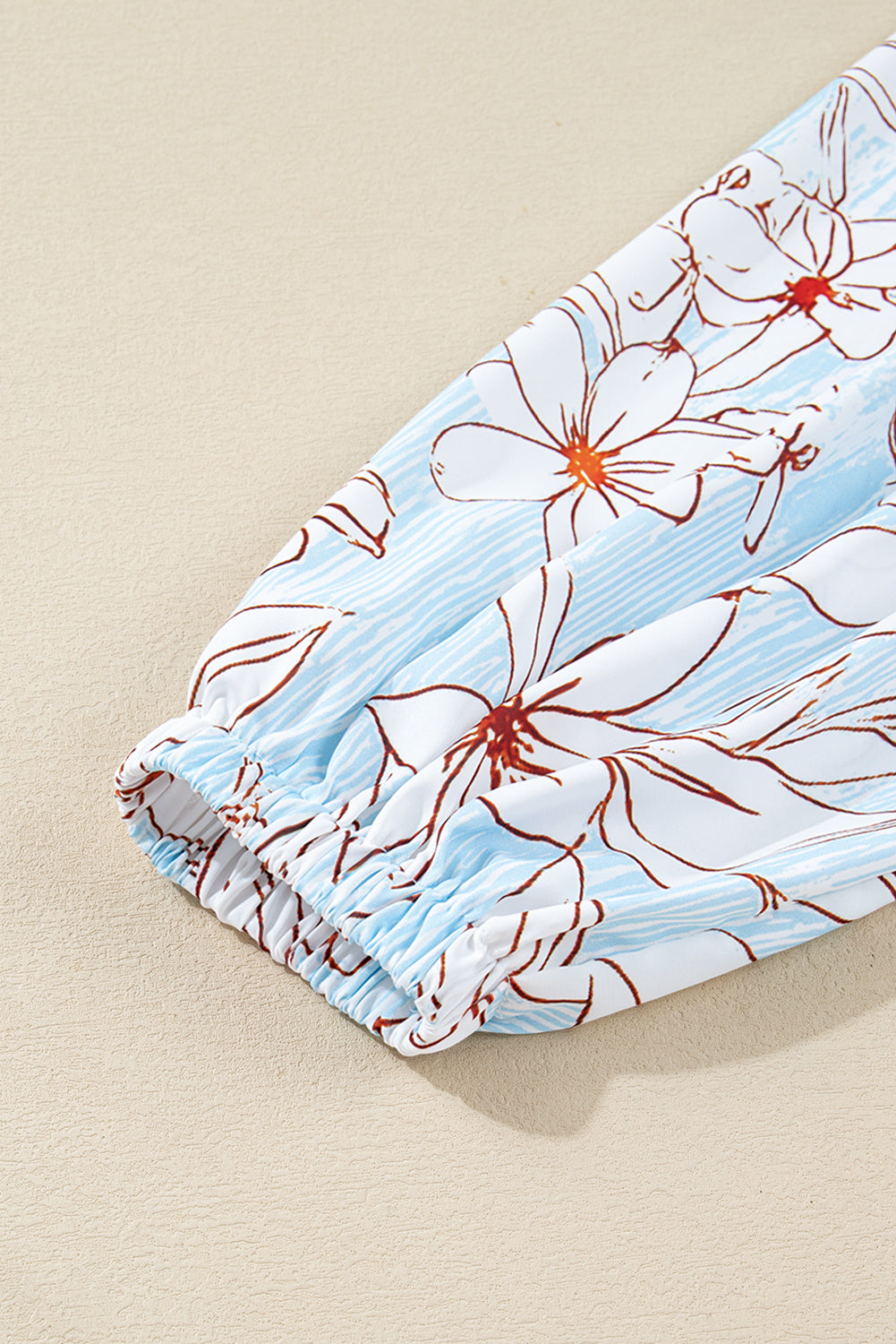 Floral Tie Neck Long Sleeve Mini Dress