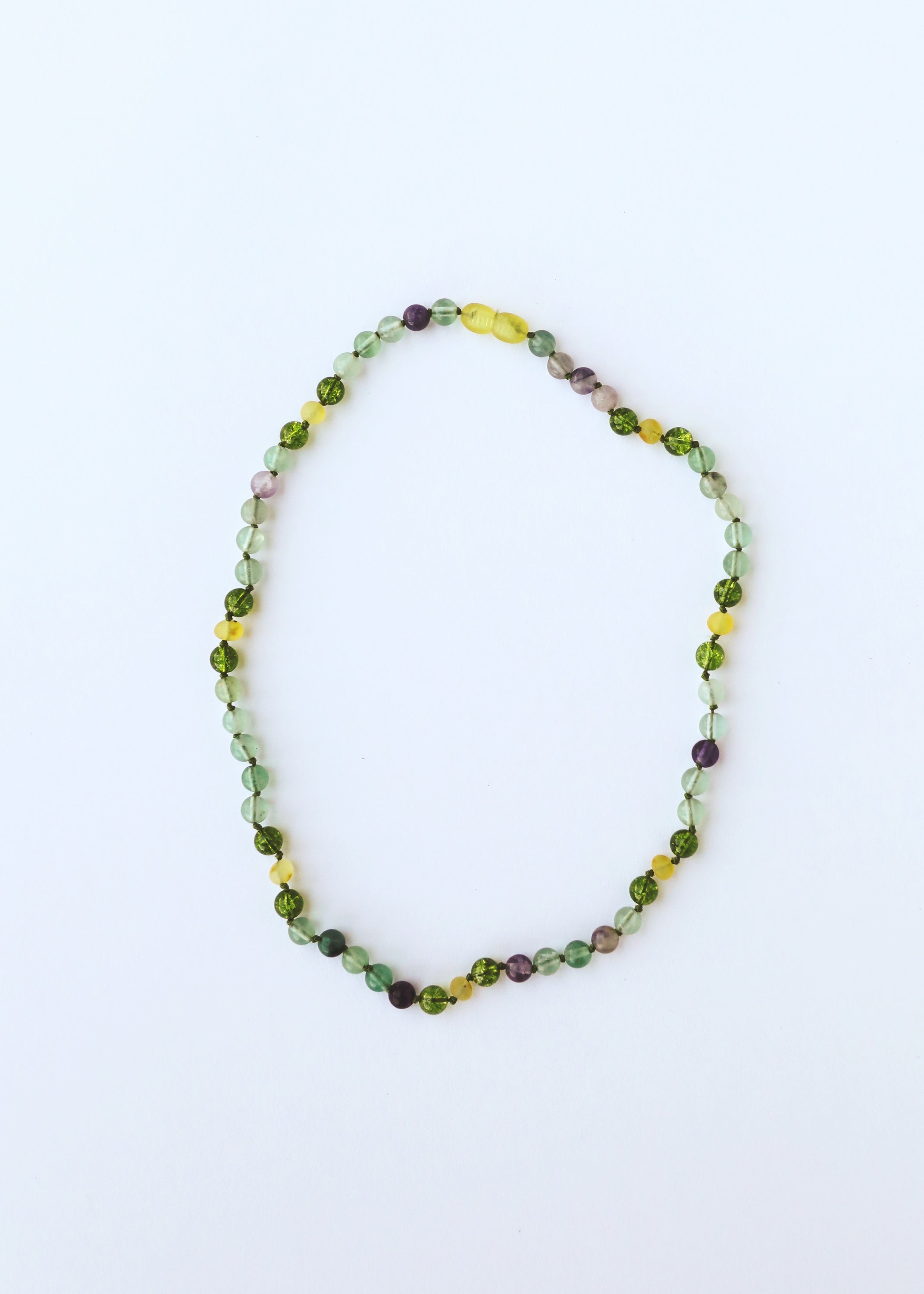 Raw Baltic Sea Amber + Fluorite + Peridot || Gemstone Necklace