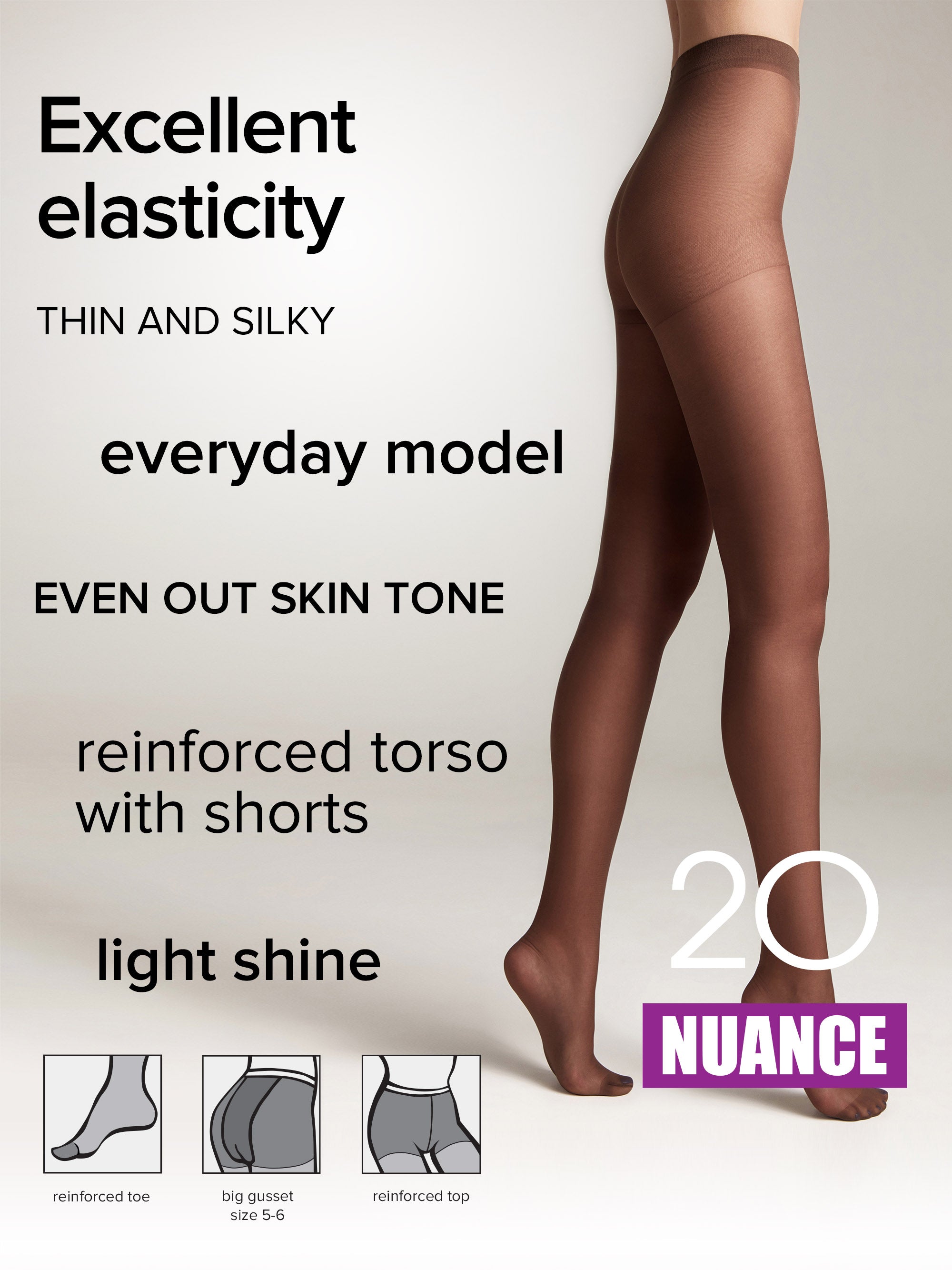 Tights Conte Nuance 20 Den - Reinforced Shorts