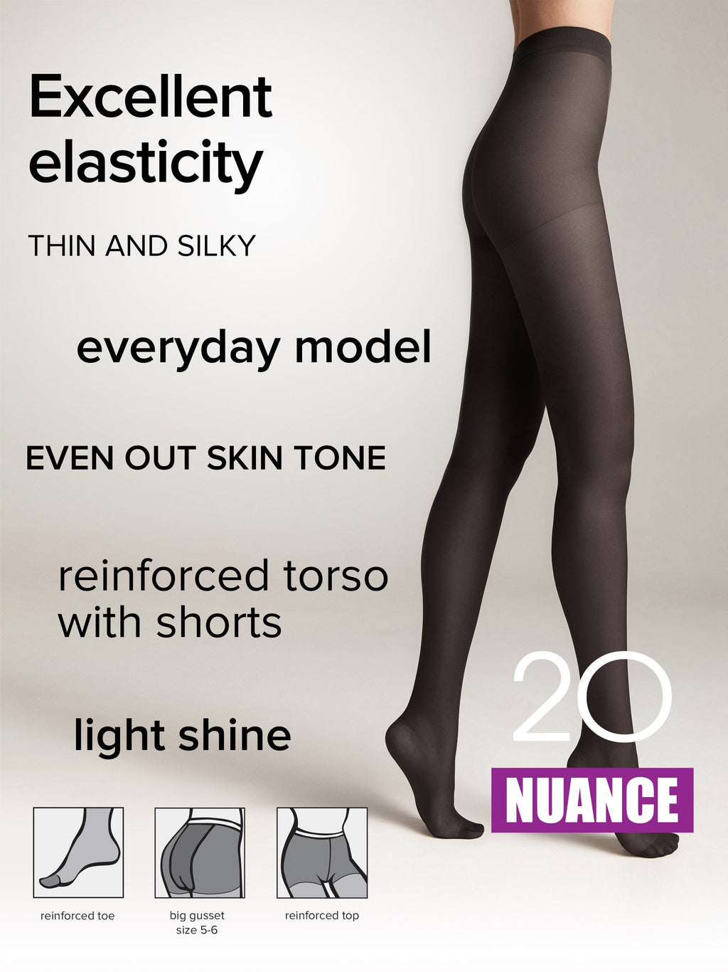 Tights Conte Nuance 20 Den - Reinforced Shorts