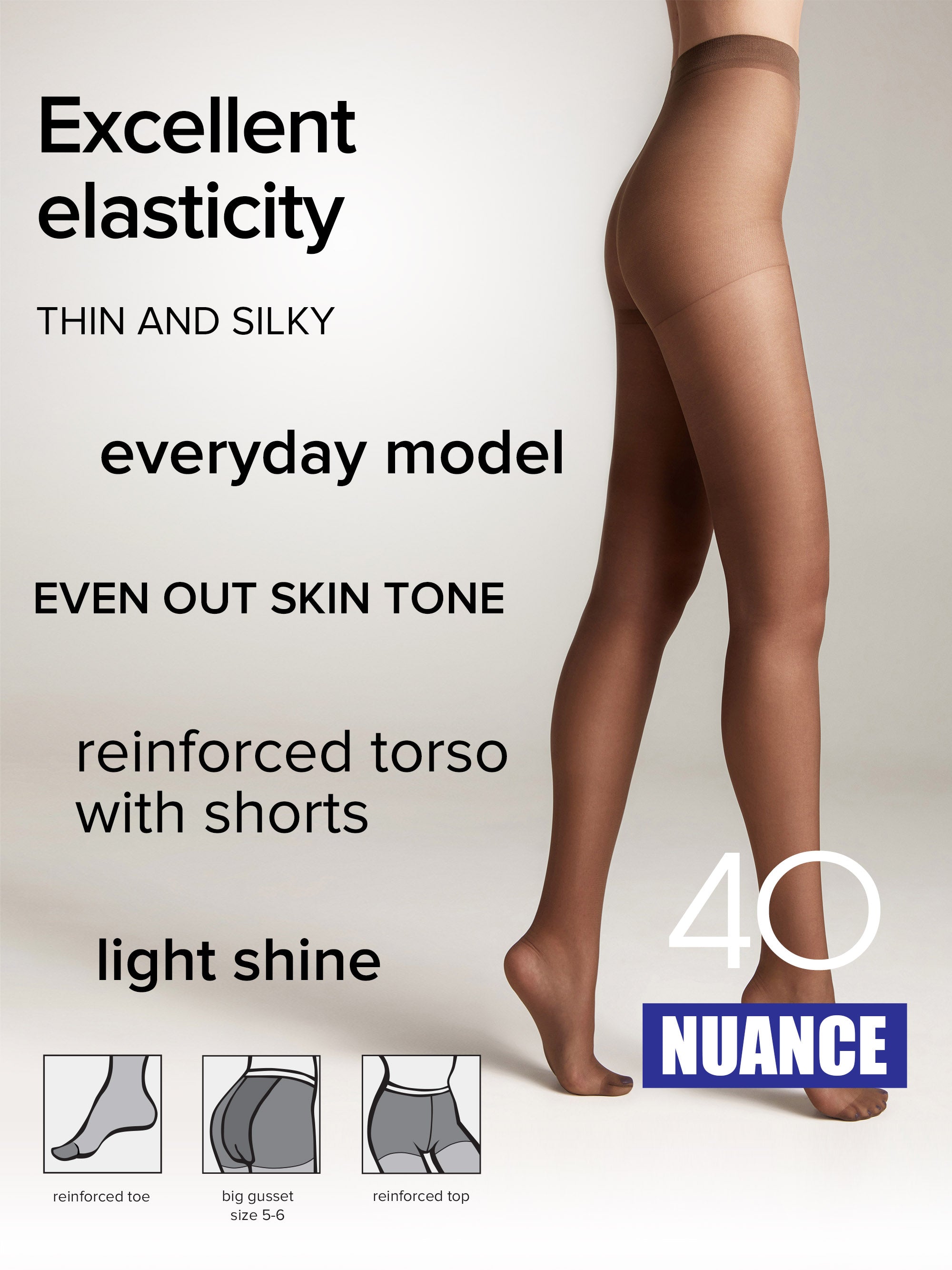 Tights Conte Nuance 40 Den - Reinforced Shorts