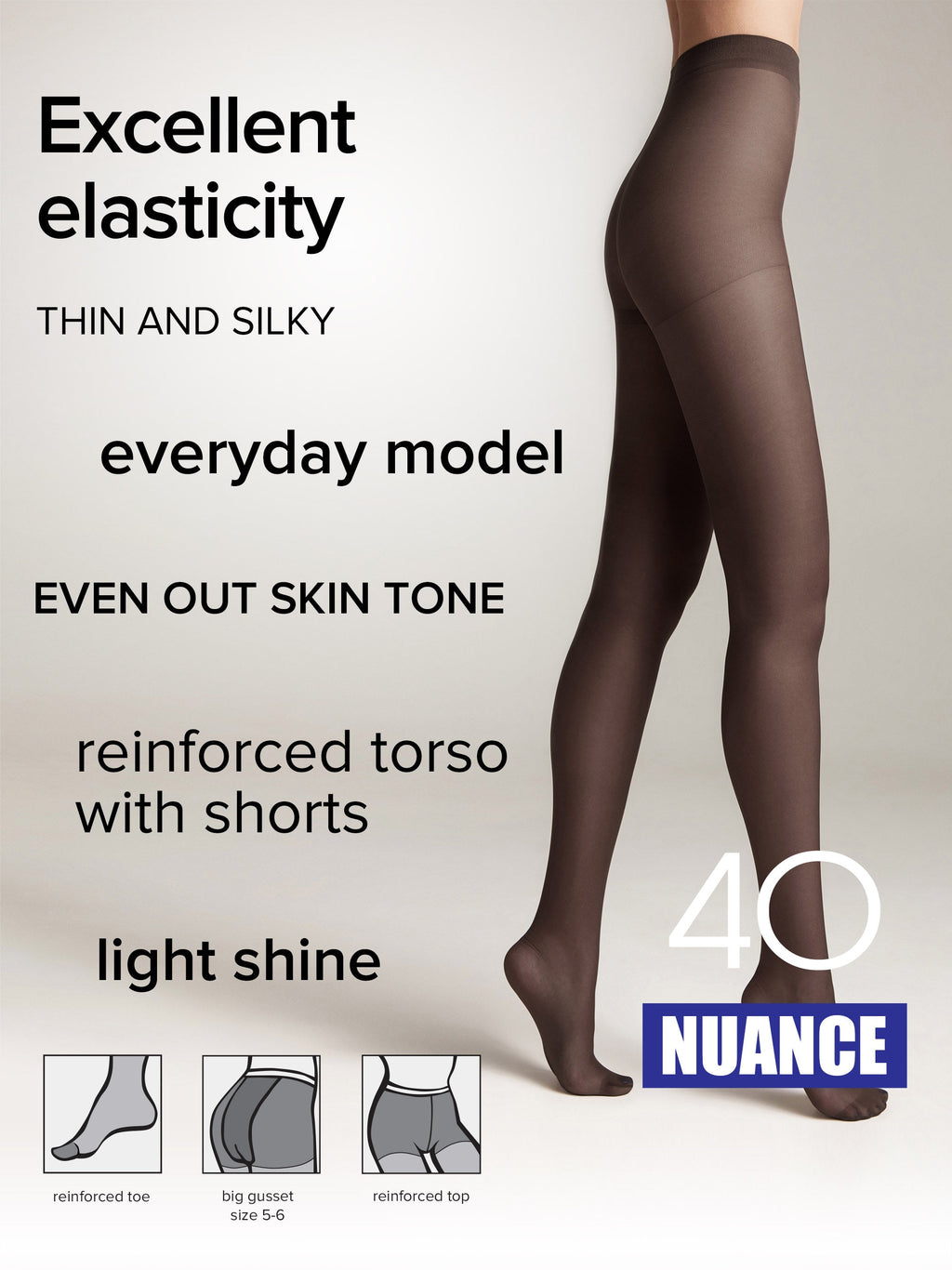 Tights Conte Nuance 40 Den - Reinforced Shorts