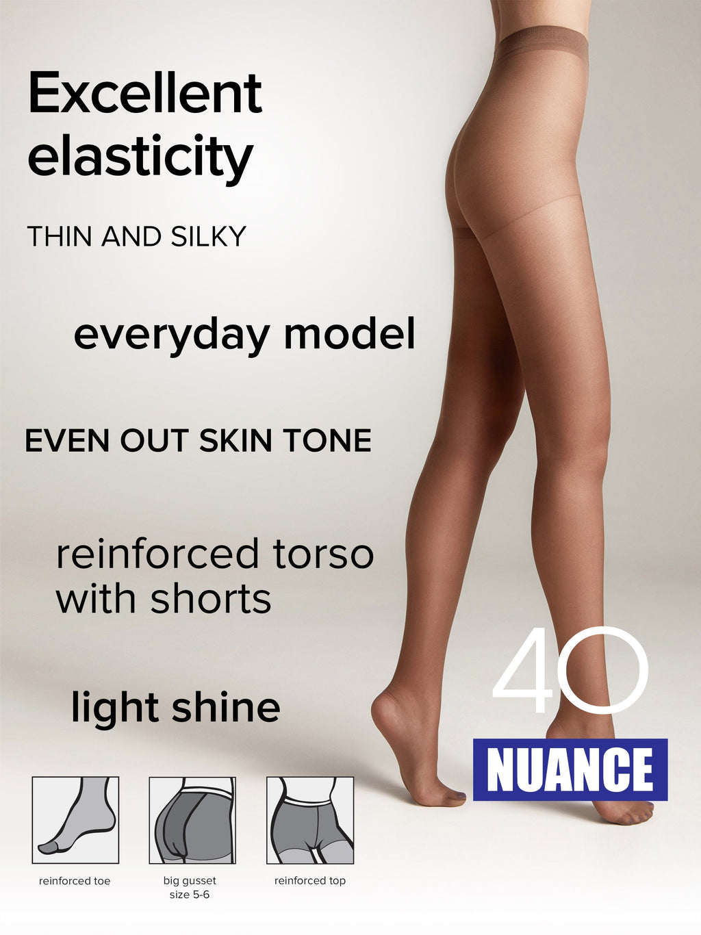 Tights Conte Nuance 40 Den - Reinforced Shorts
