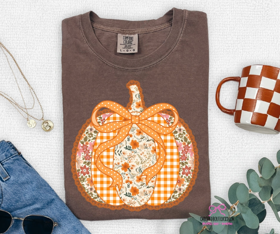 Lace Patchwork Pumpkin - Comfort Colors Tee