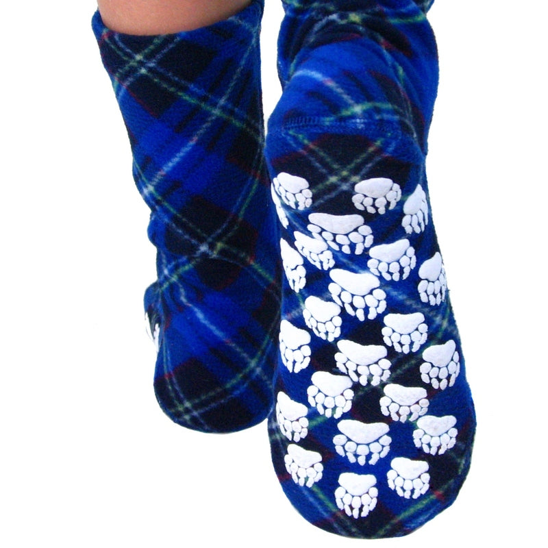 Kids' Nonskid Fleece Socks - Blue Argyle