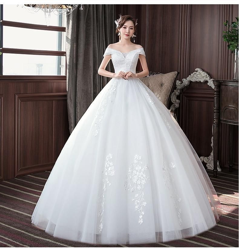 Sexy New Wedding Dress Elegant Boat Neck Gown