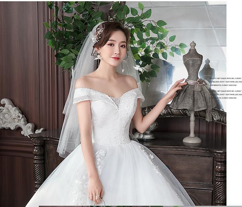 Sexy New Wedding Dress Elegant Boat Neck Gown