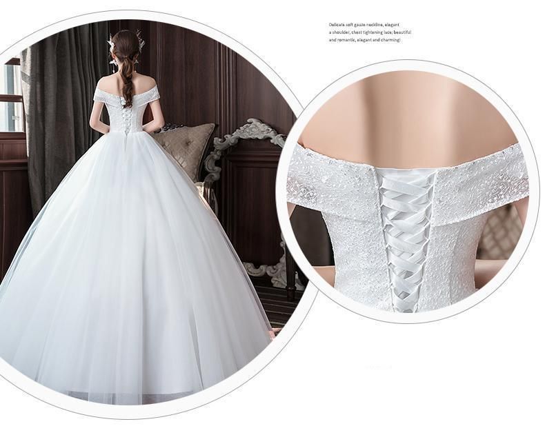 Sexy New Wedding Dress Elegant Boat Neck Gown