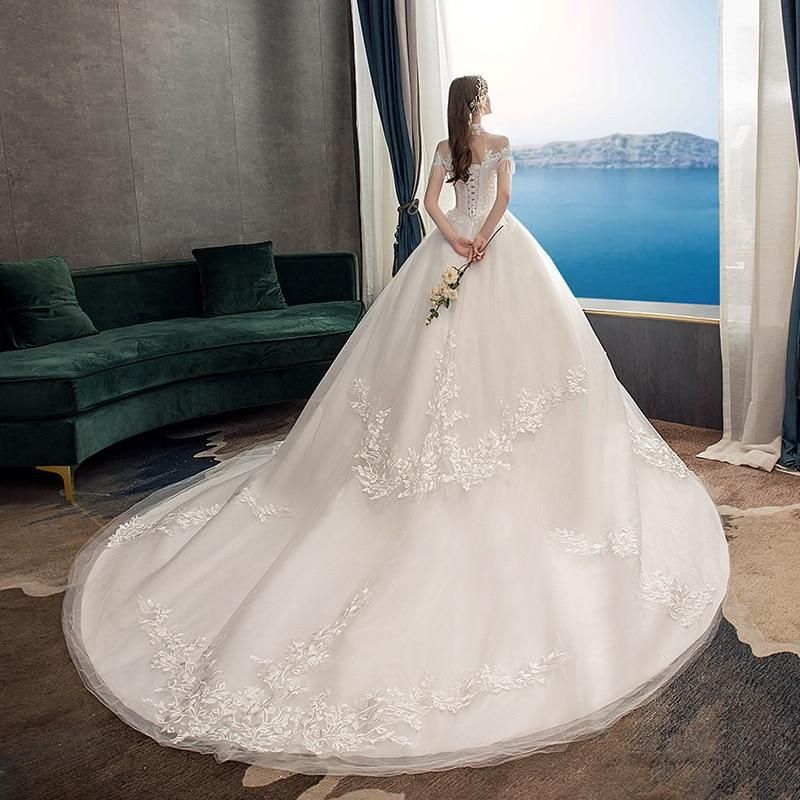 Vintage High Neck Short Sleeve Wedding Dress