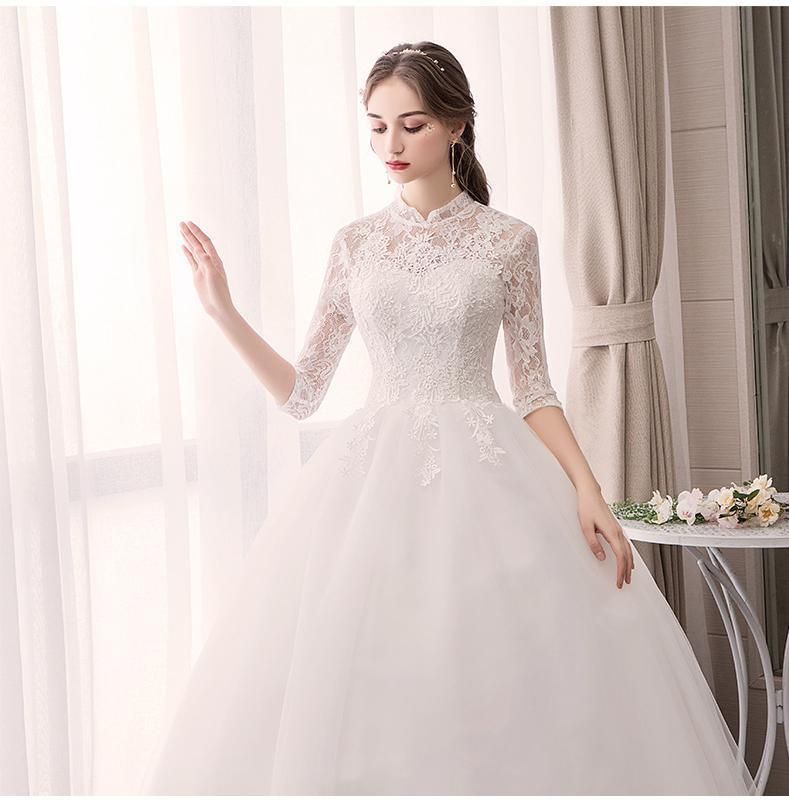 Sexy Lace High Neck New Wedding Dress Fashion Slim Embroidery Backless