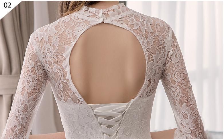 Sexy Lace High Neck New Wedding Dress Fashion Slim Embroidery Backless