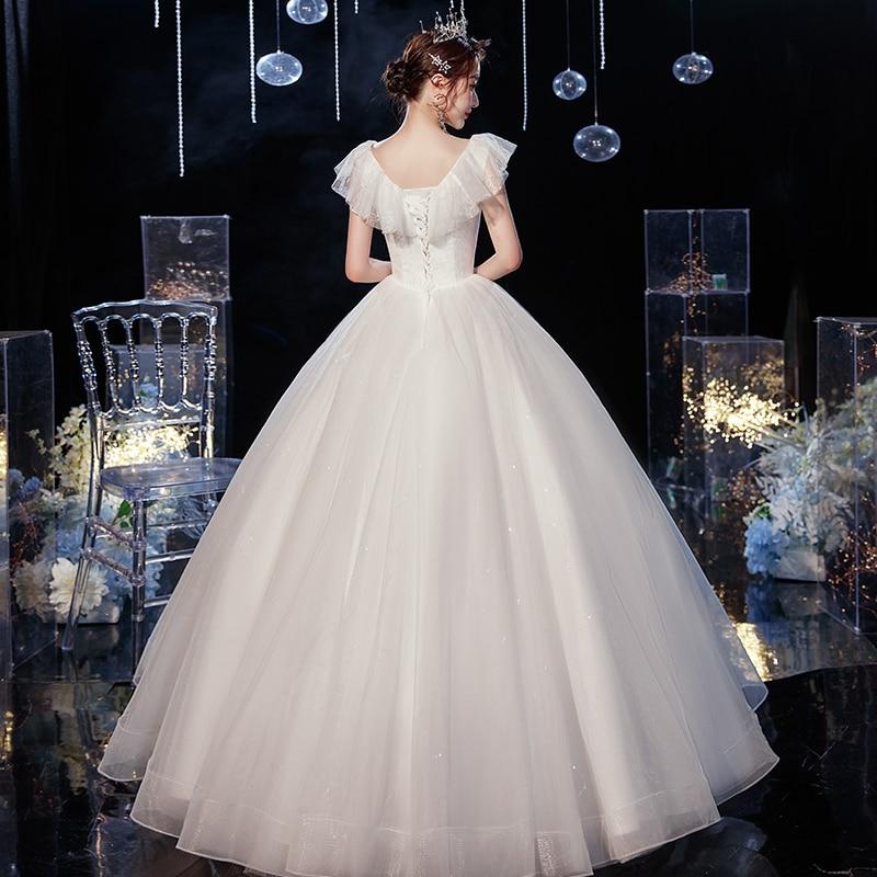 Sexy Tulle Wedding Dress For Pregnant V-neck Lace Up Ball Gown