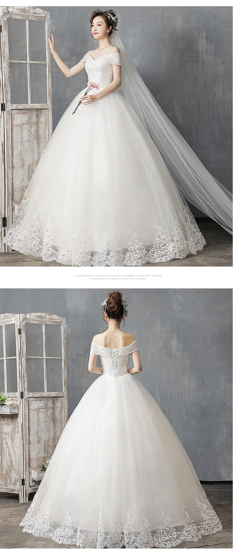 Sexy Off The Shoulder Short Sleeve Wedding Dress