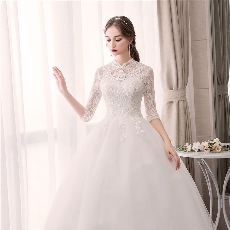 Sexy Lace High Neck New Wedding Dress Fashion Slim Embroidery Backless