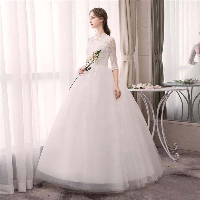 Sexy Lace High Neck New Wedding Dress Fashion Slim Embroidery Backless